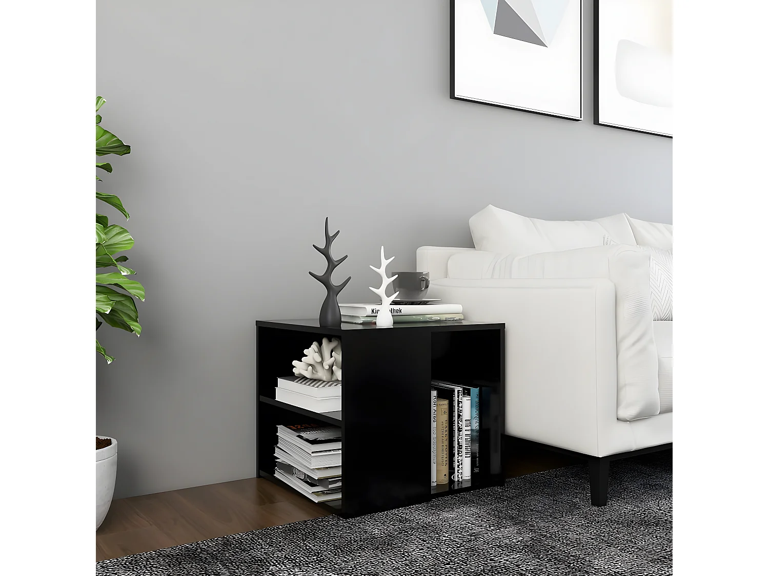 Mesa auxiliar madera contrachapada negro 50x50x45 cm