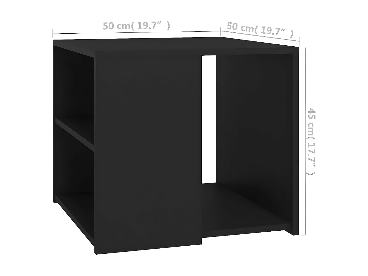 Mesa auxiliar madera contrachapada negro 50x50x45 cm