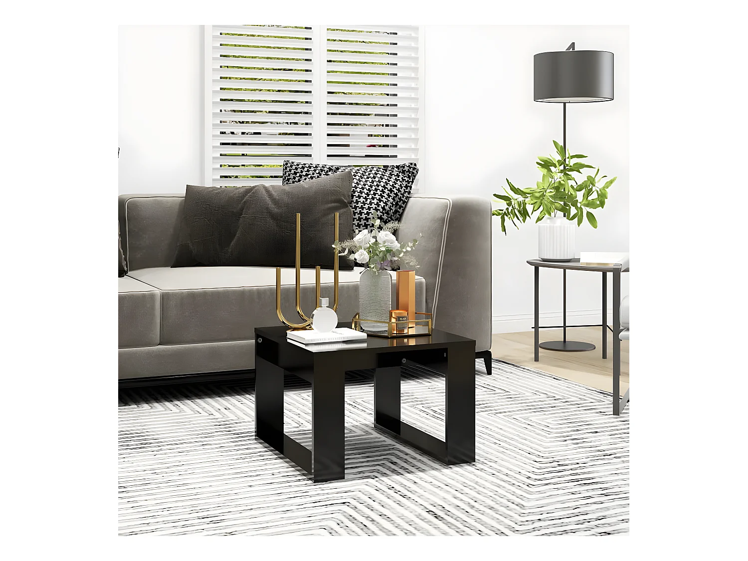Table d'appoint Noir 50x50x35 cm Aggloméré