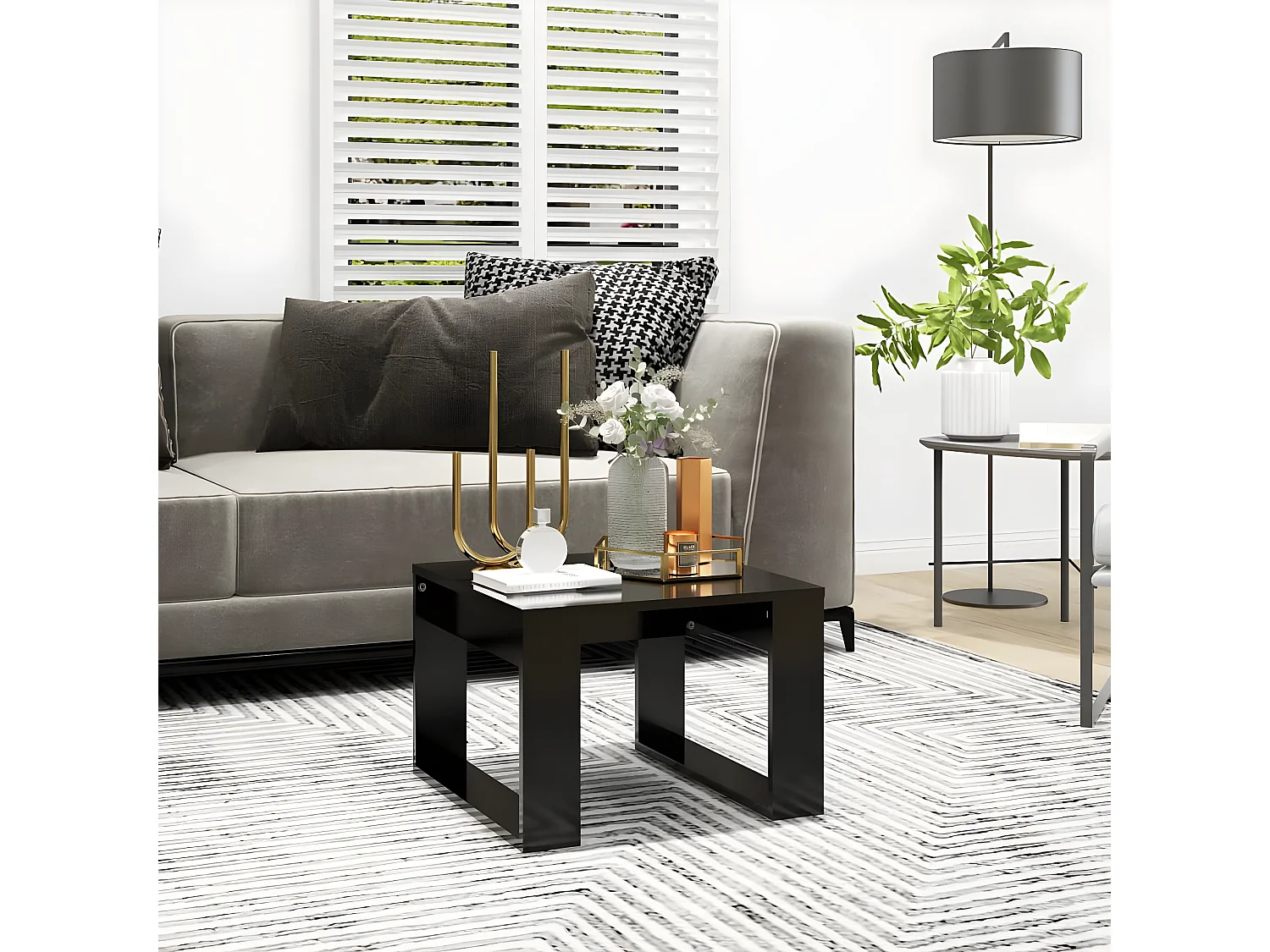 Table d'appoint Noir 50x50x35 cm Aggloméré