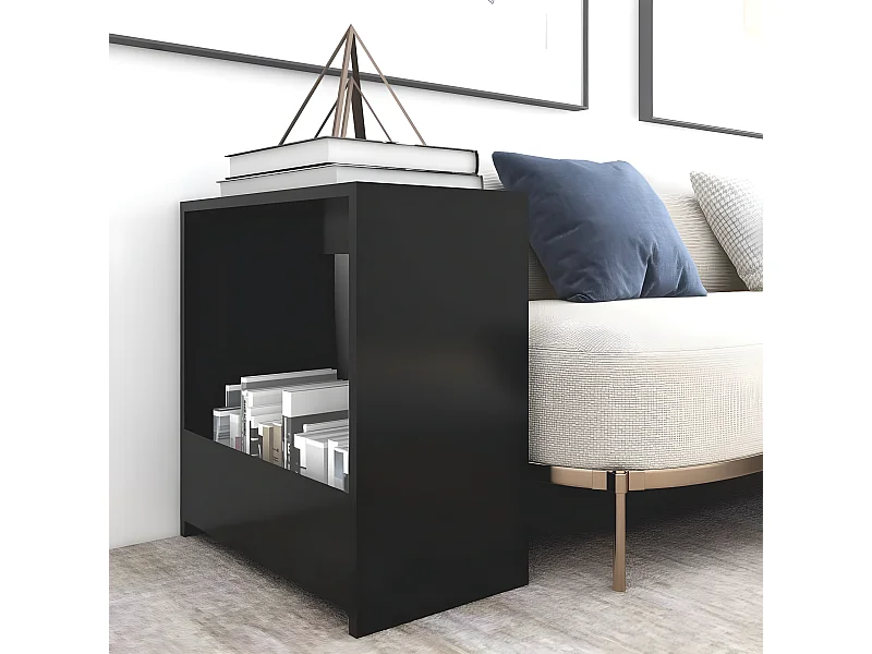 Mesa auxiliar de madera contrachapada negro 50x26x50 cm