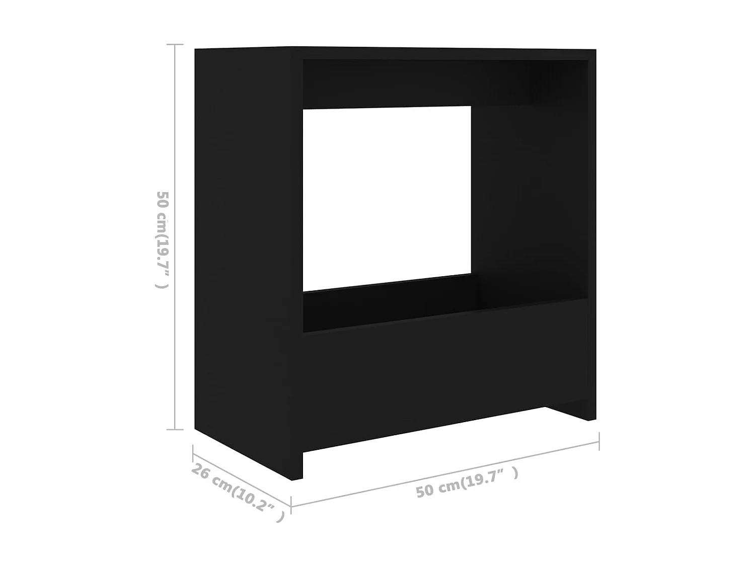 Table d'appoint Noir 50x26x50 cm Aggloméré