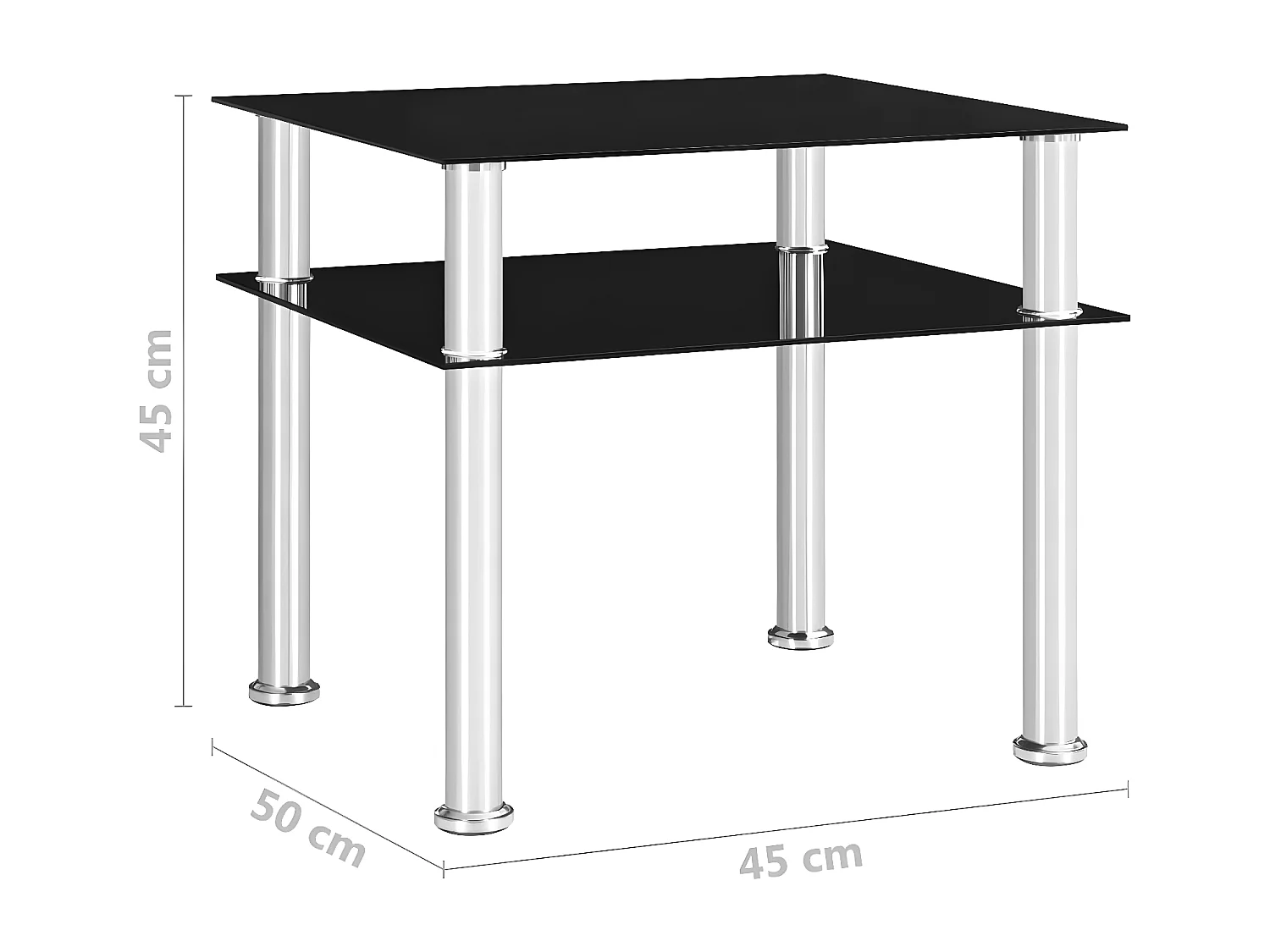 Table d'appoint Noir 45x50x45 cm Verre trempé