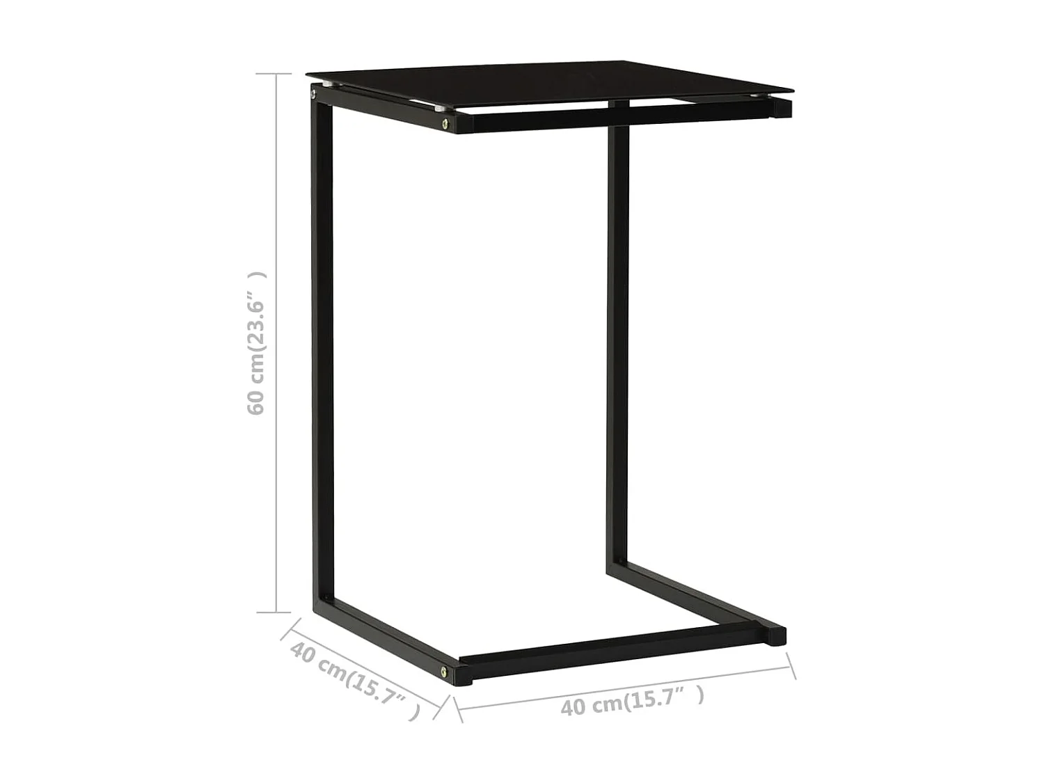 Table d'appoint Noir 40x40x60 cm Verre trempé