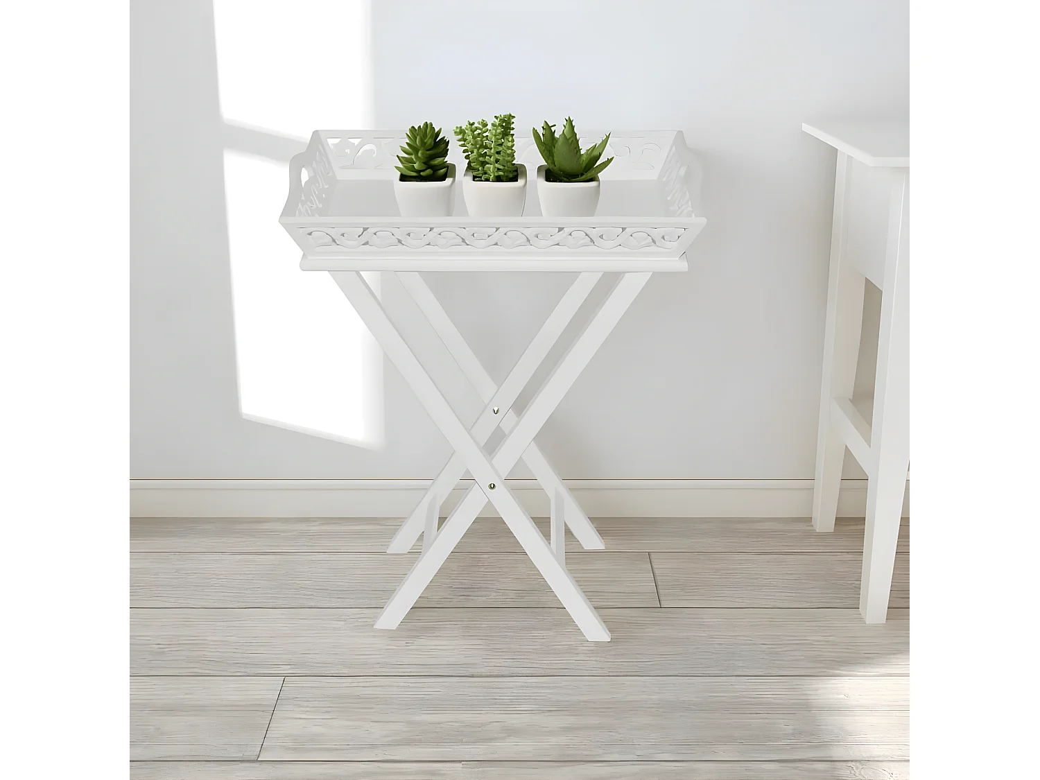 Table d'appoint avec plateau Blanc