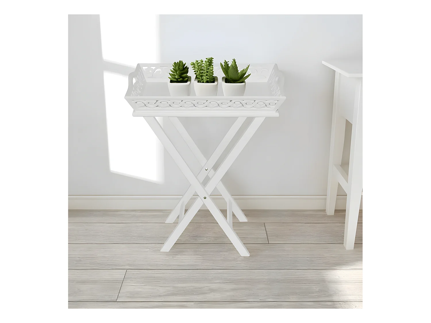 Table d'appoint avec plateau Blanc
