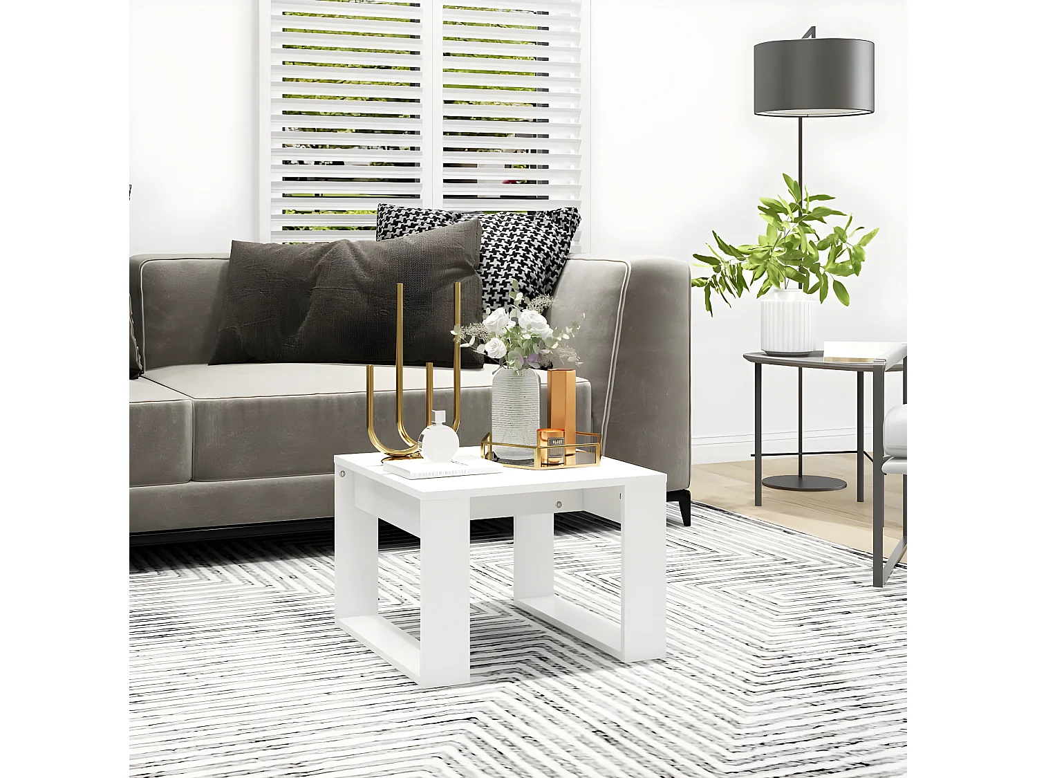 Table d'appoint Blanc 50x50x35 cm Aggloméré