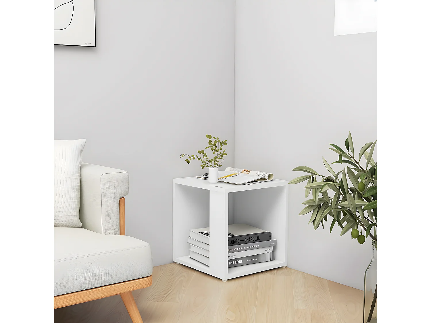 Mesa de apoio 33x33x34,5 cm contraplacado branco