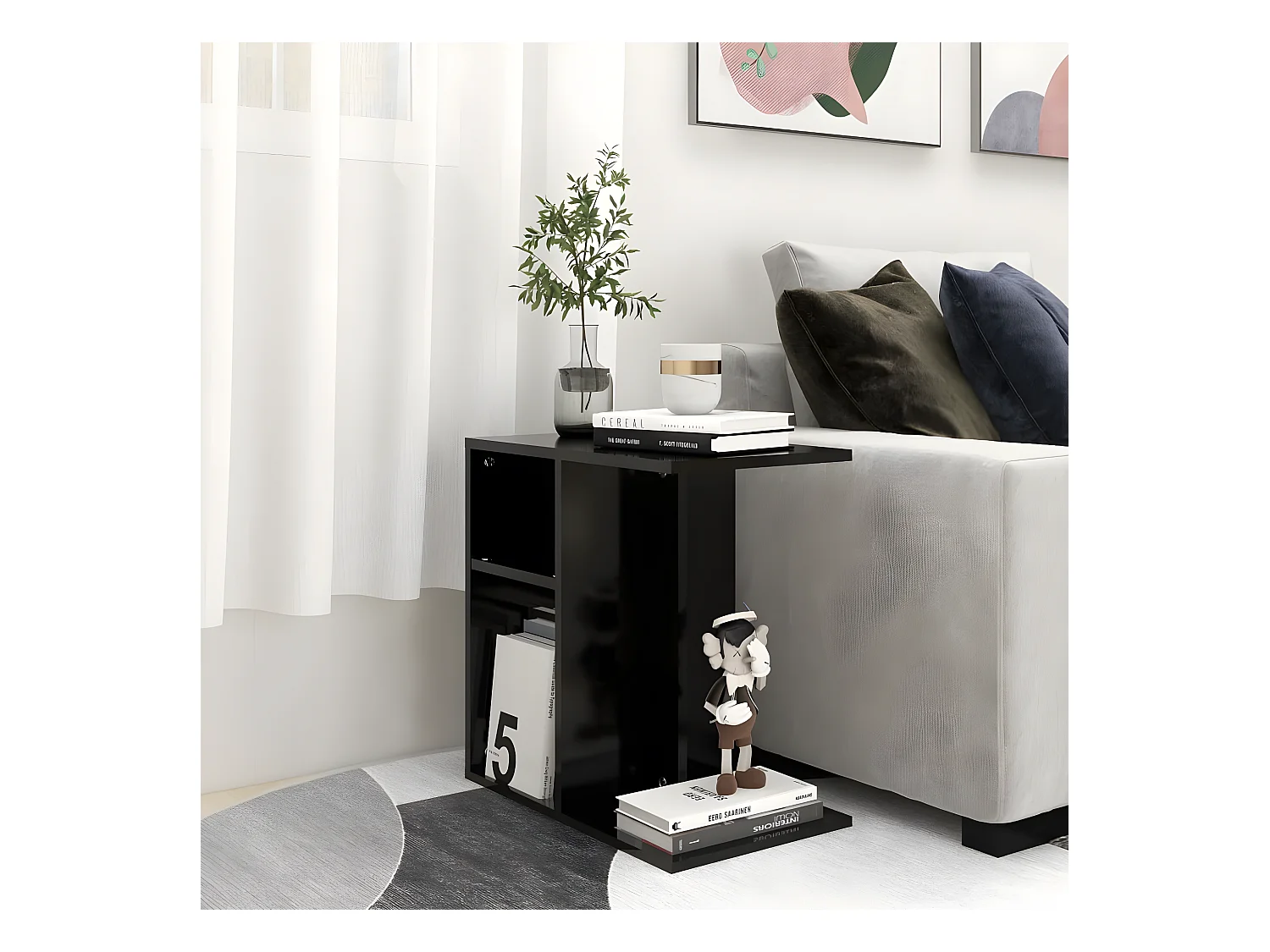 Table d'appoint Noir 50x30x50 cm Aggloméré