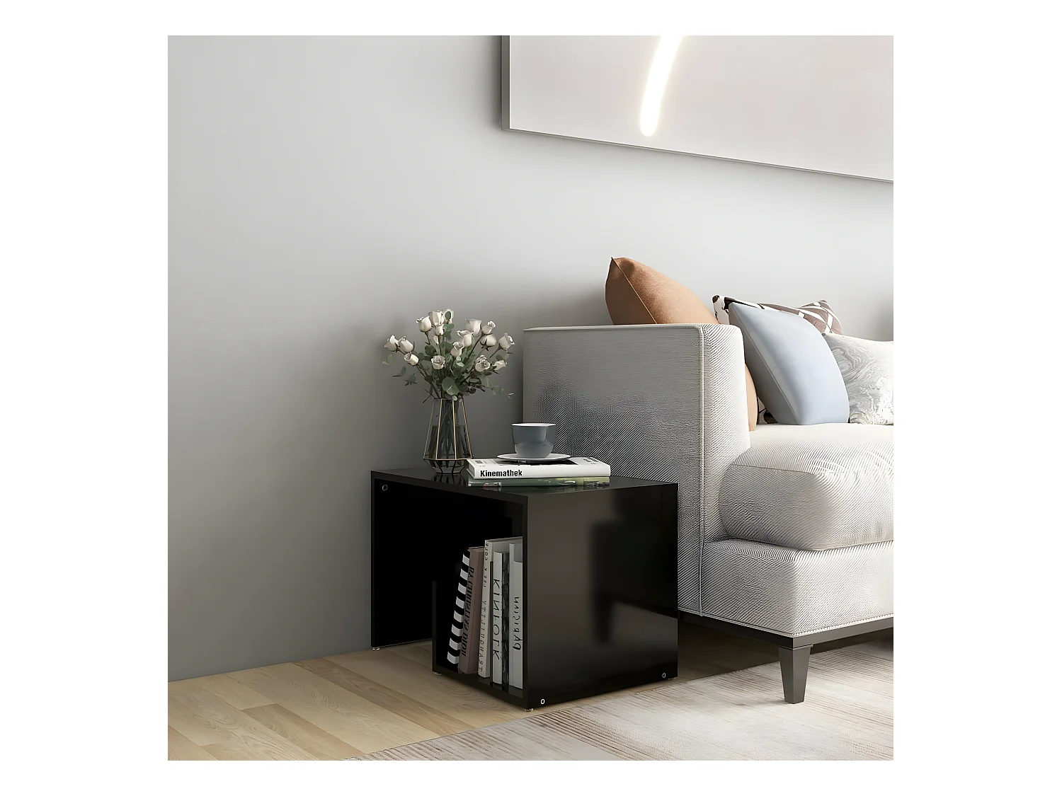 Table d'appoint Noir 59x36x38 cm Aggloméré
