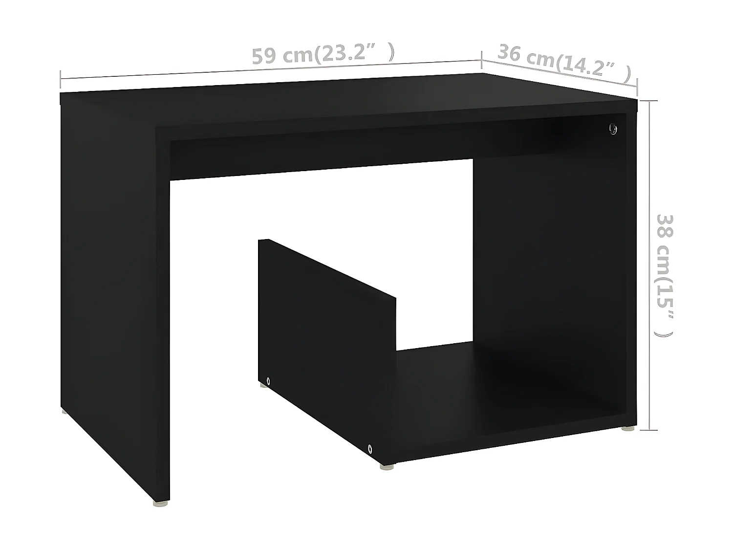 Table d'appoint Noir 59x36x38 cm Aggloméré