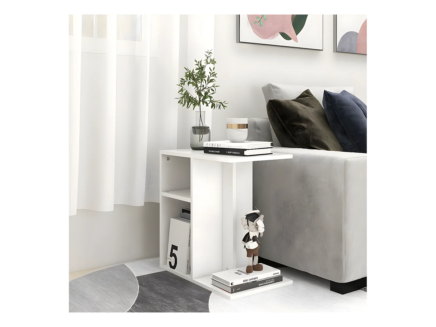 Table d'appoint Blanc 50x30x50 cm Aggloméré