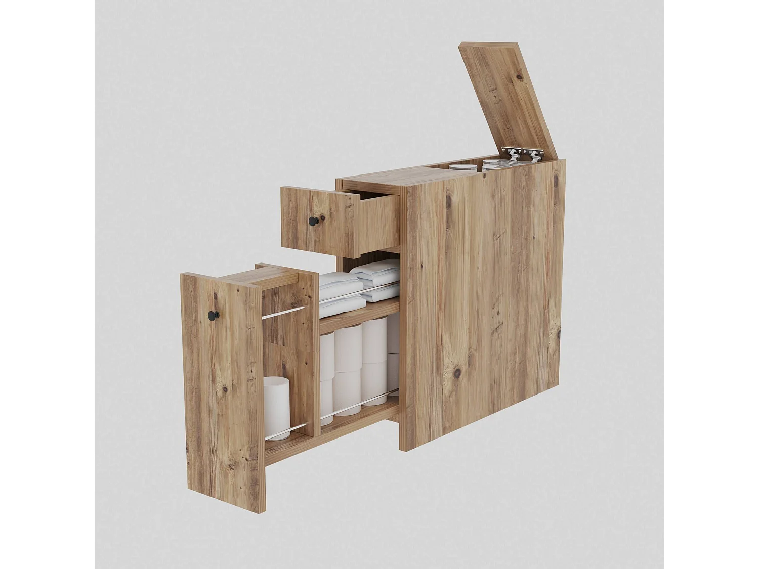Rangement de salle de bain 1 porte et 2 tiroirs Denali Bois Chêne