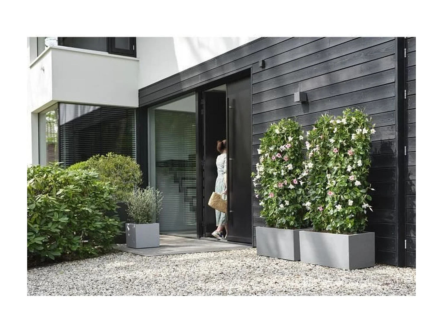 Jardinière carré en plastique 40 x 40 cm Elho Vivo Next Square ciment clair