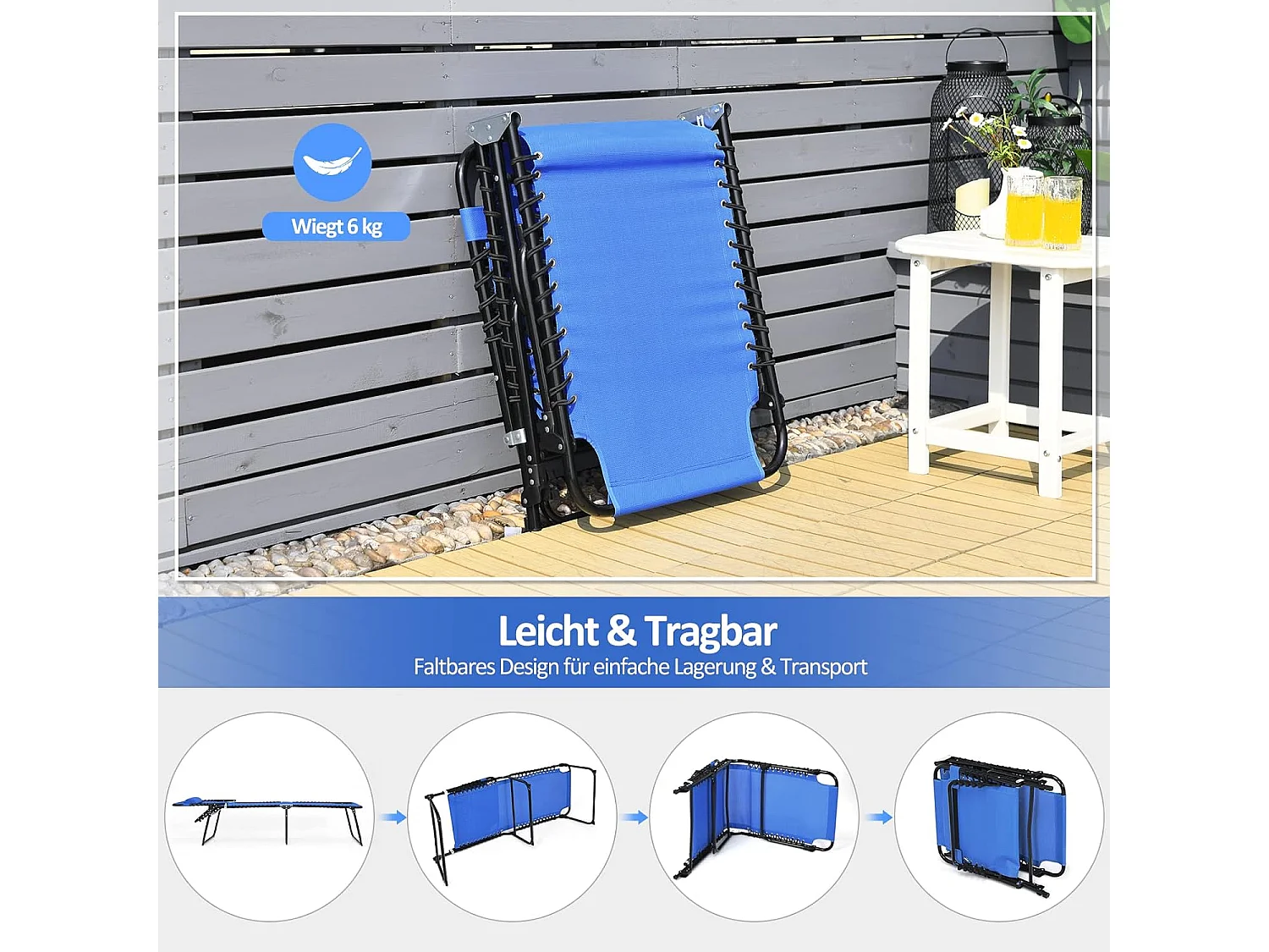 Klappbar Gartenliege verstellbar