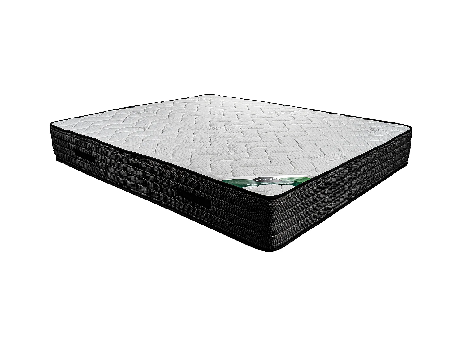 Ensemble 140 x 190 cm sommier tapissier + matelas mousse et coutil bambou ép.25cm - BERENDI de NATUREA