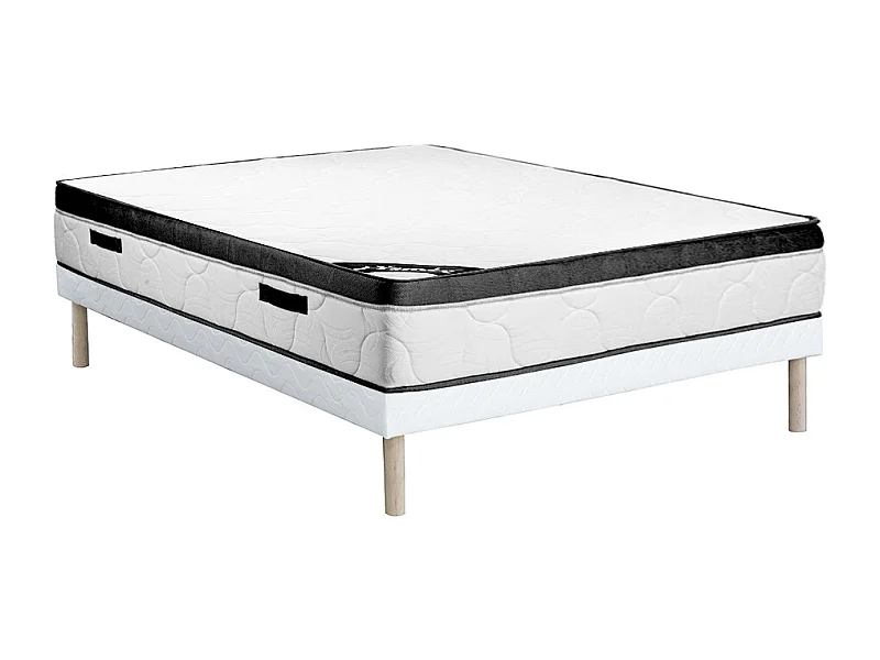 Set aus Bettgestell + Schaumstoffmatratze - 160 x 200 cm - Stärke 30 cm - SOLAK von YSMÉE
