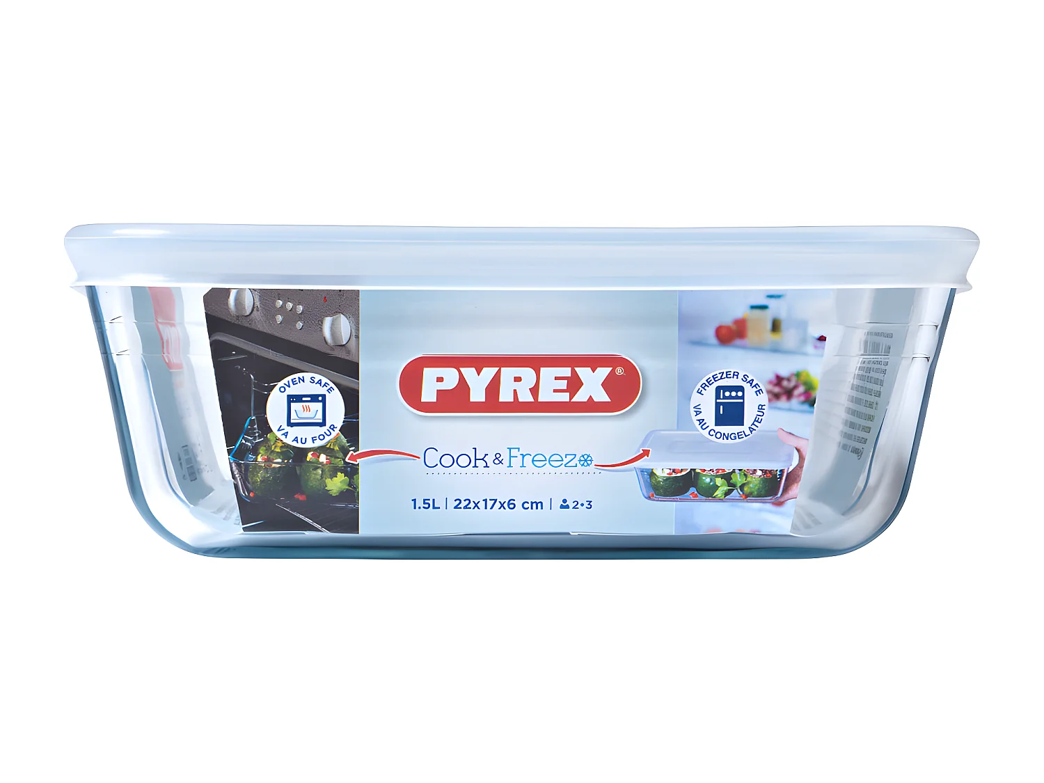 Plat rectangulaire Cook & Freeze 1,5 l en verre