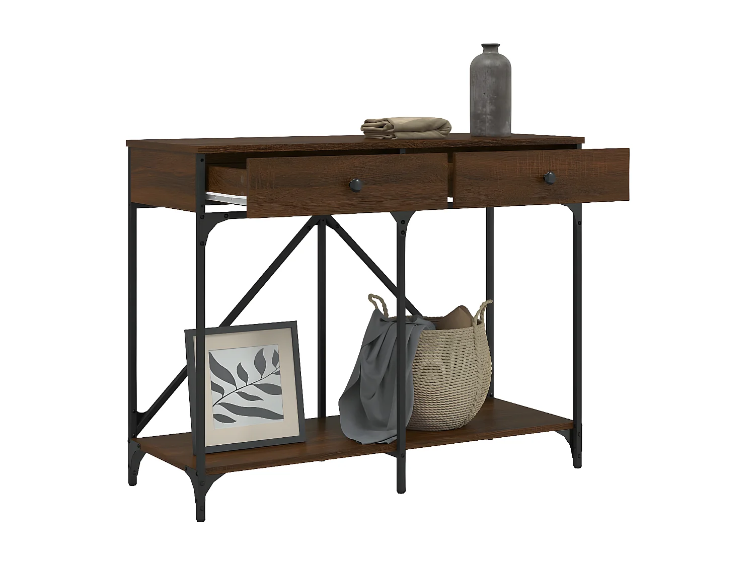 Table console chêne marron 100x39x78,5 cm bois d'ingénierie