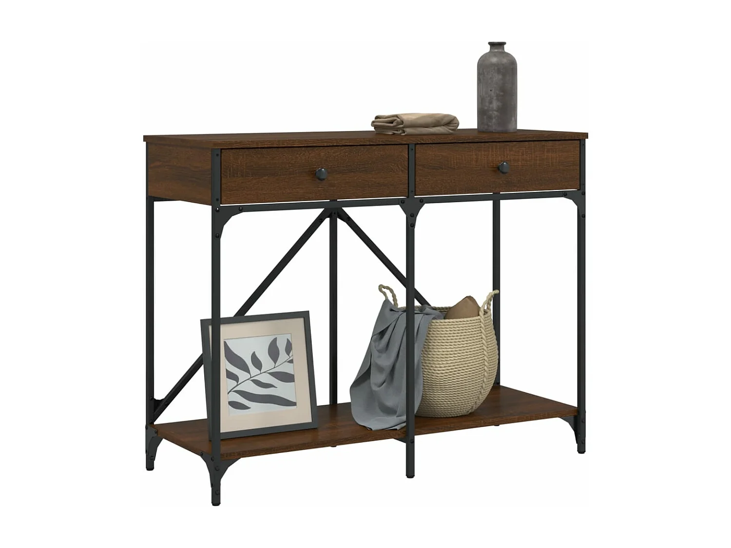 Mesa consola 100x39x78,5 cm derivados madeira carvalho castanho