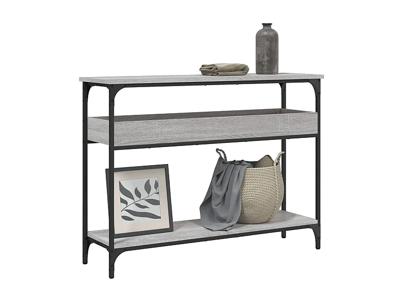 Mesa consola estante madera ingeniería Sonoma gris 100x29x75 cm