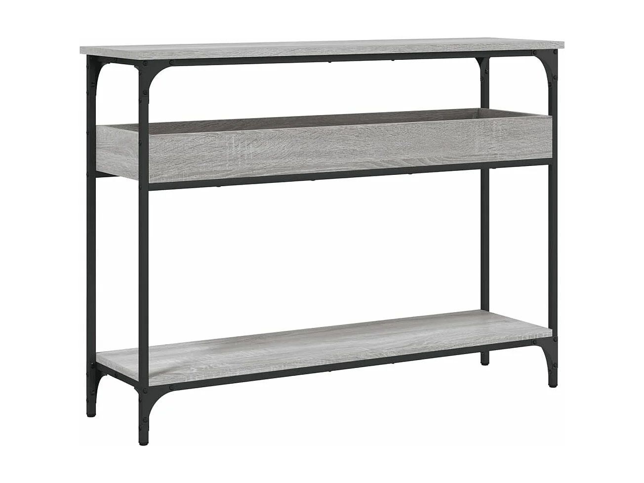 Table console avec étagère sonoma gris 100x29x75 cm