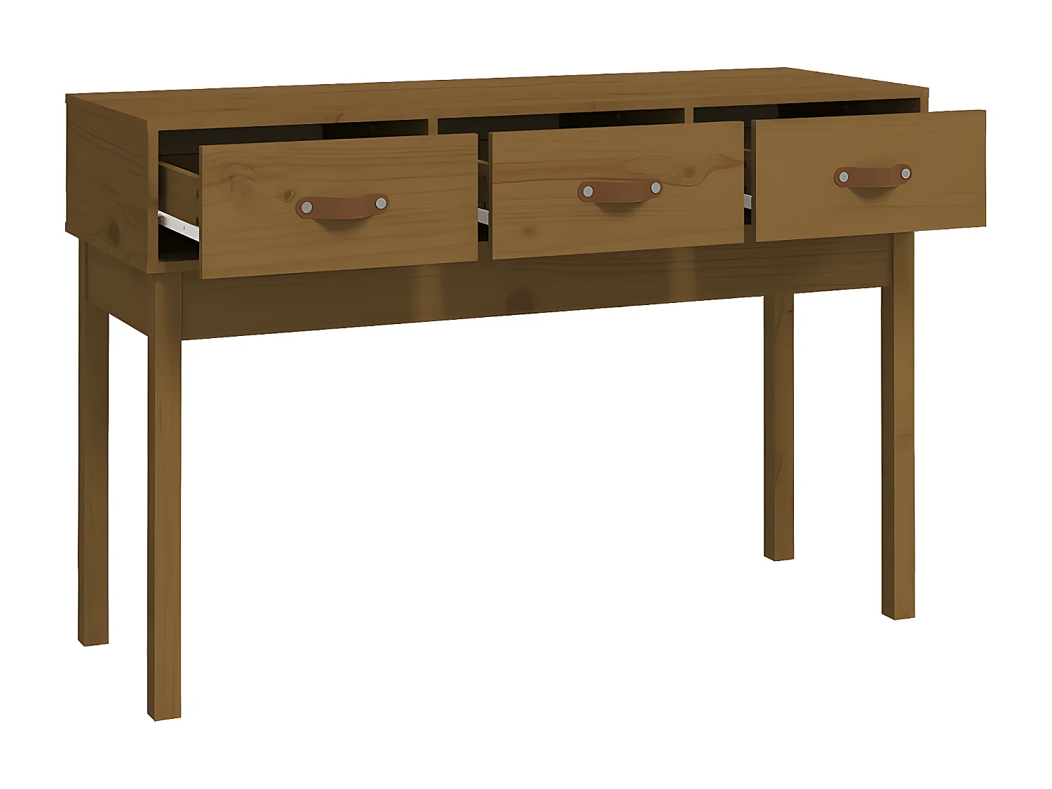 Mesa consola de madera maciza de pino marrón miel 114x40x75 cm