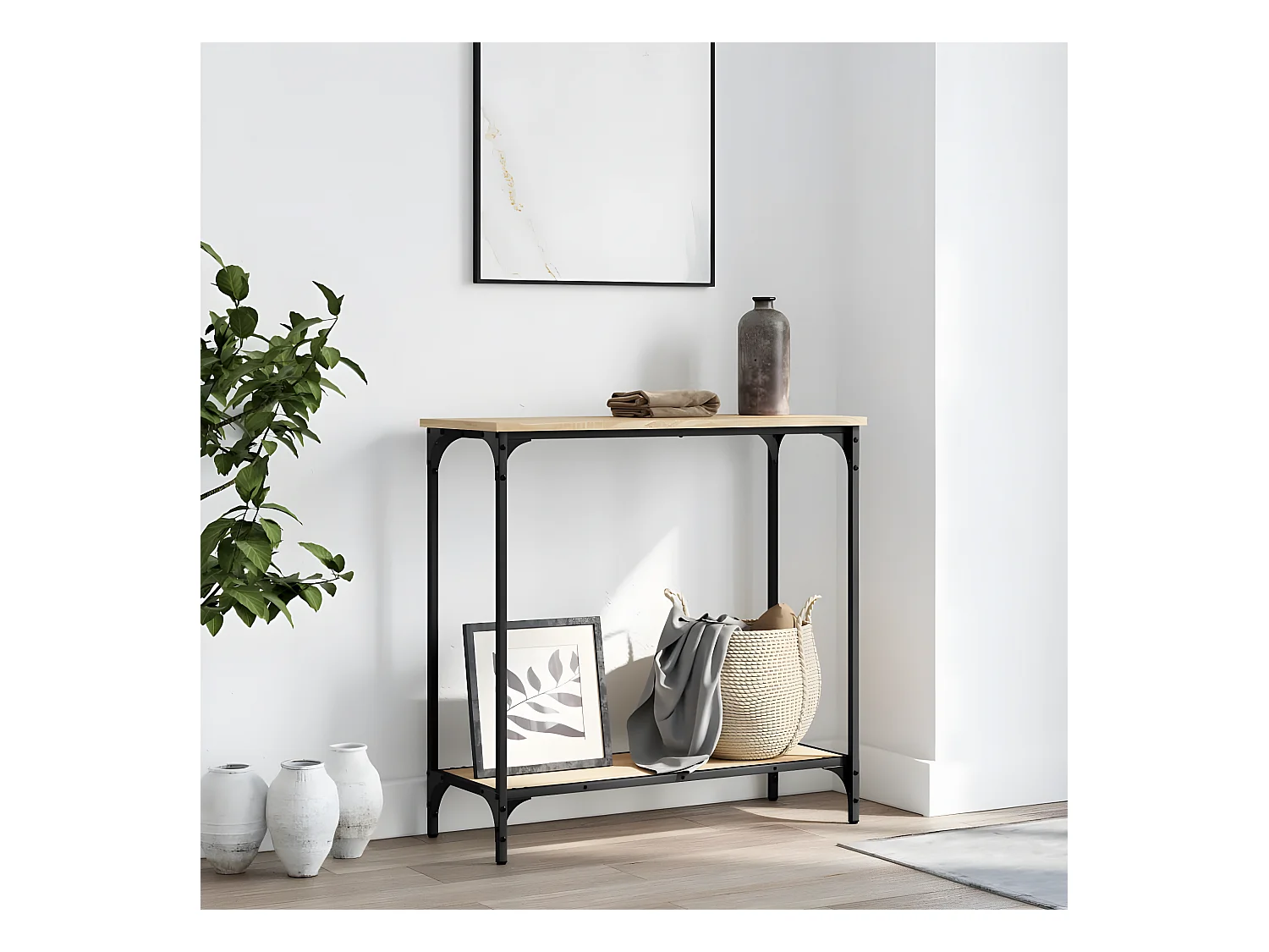 Table console chêne sonoma 75x30,5x75 cm bois d'ingénierie