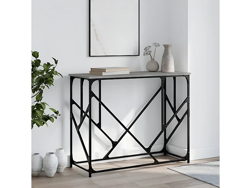 Table console sonoma gris 100x40x80 cm bois d'ingénierie