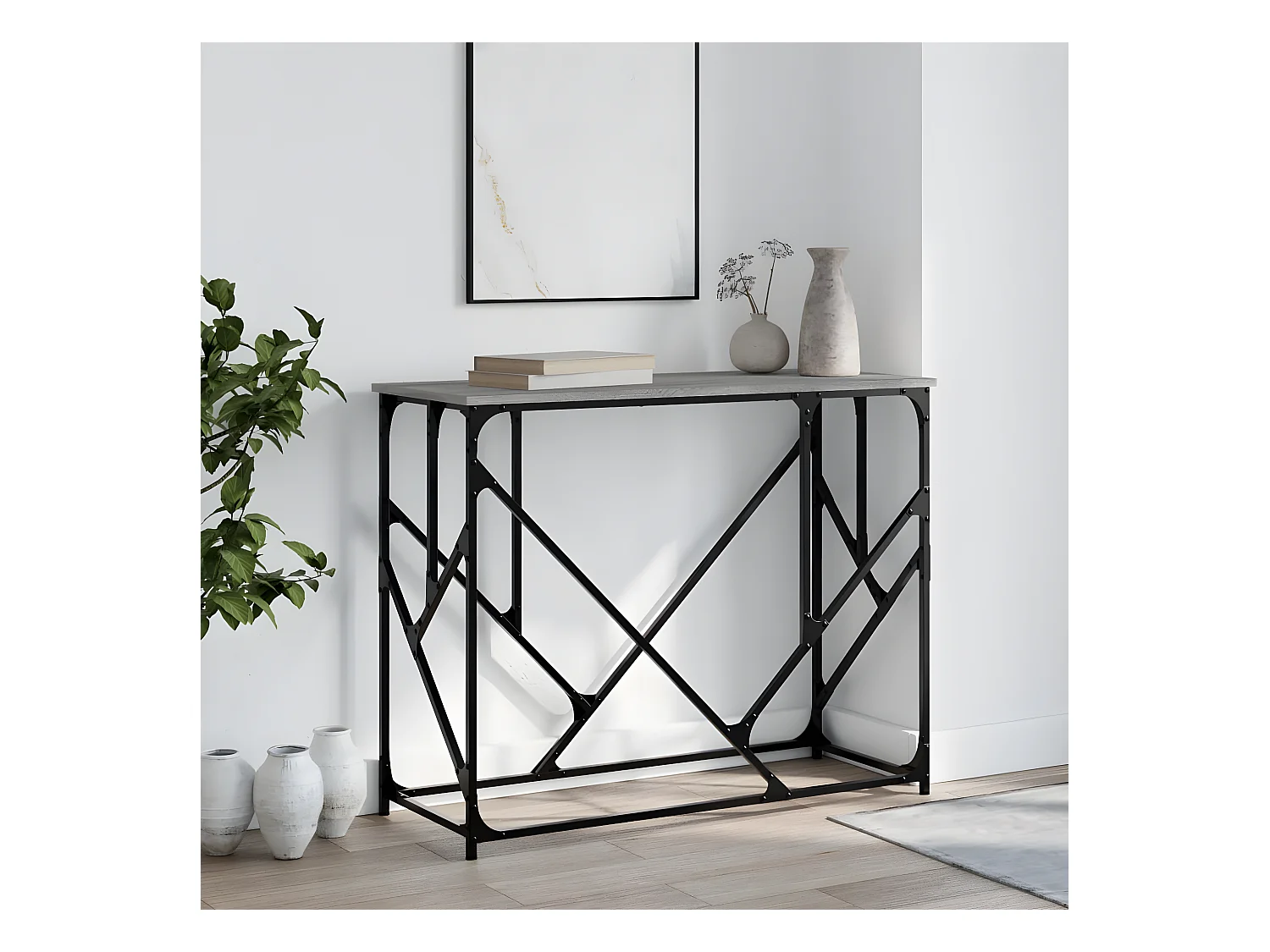 Table console sonoma gris 100x40x80 cm bois d'ingénierie
