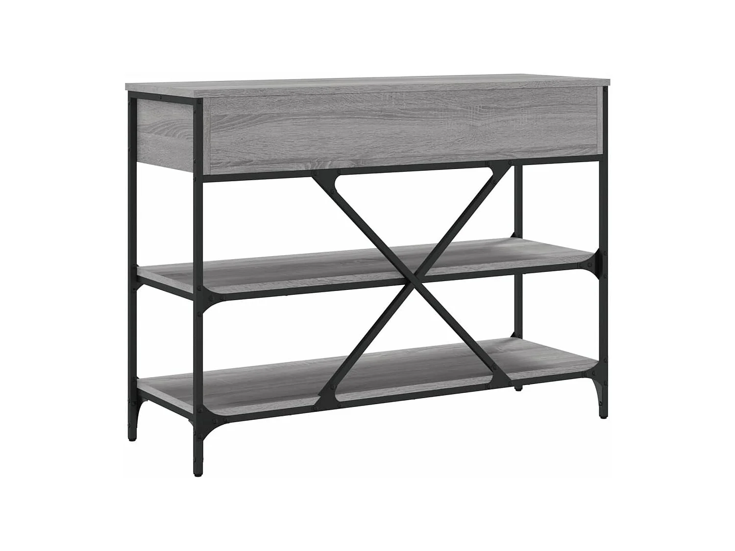 Wandtafel met lades en schappen bewerkt hout grijs sonoma eiken