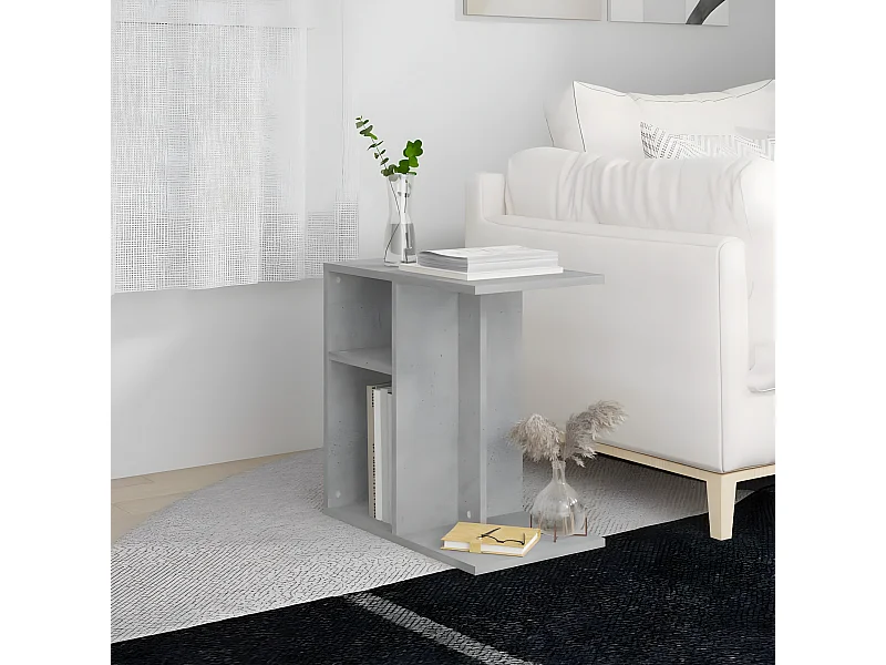 Mesa de apoio 50x30x50 cm contraplacado cinzento cimento