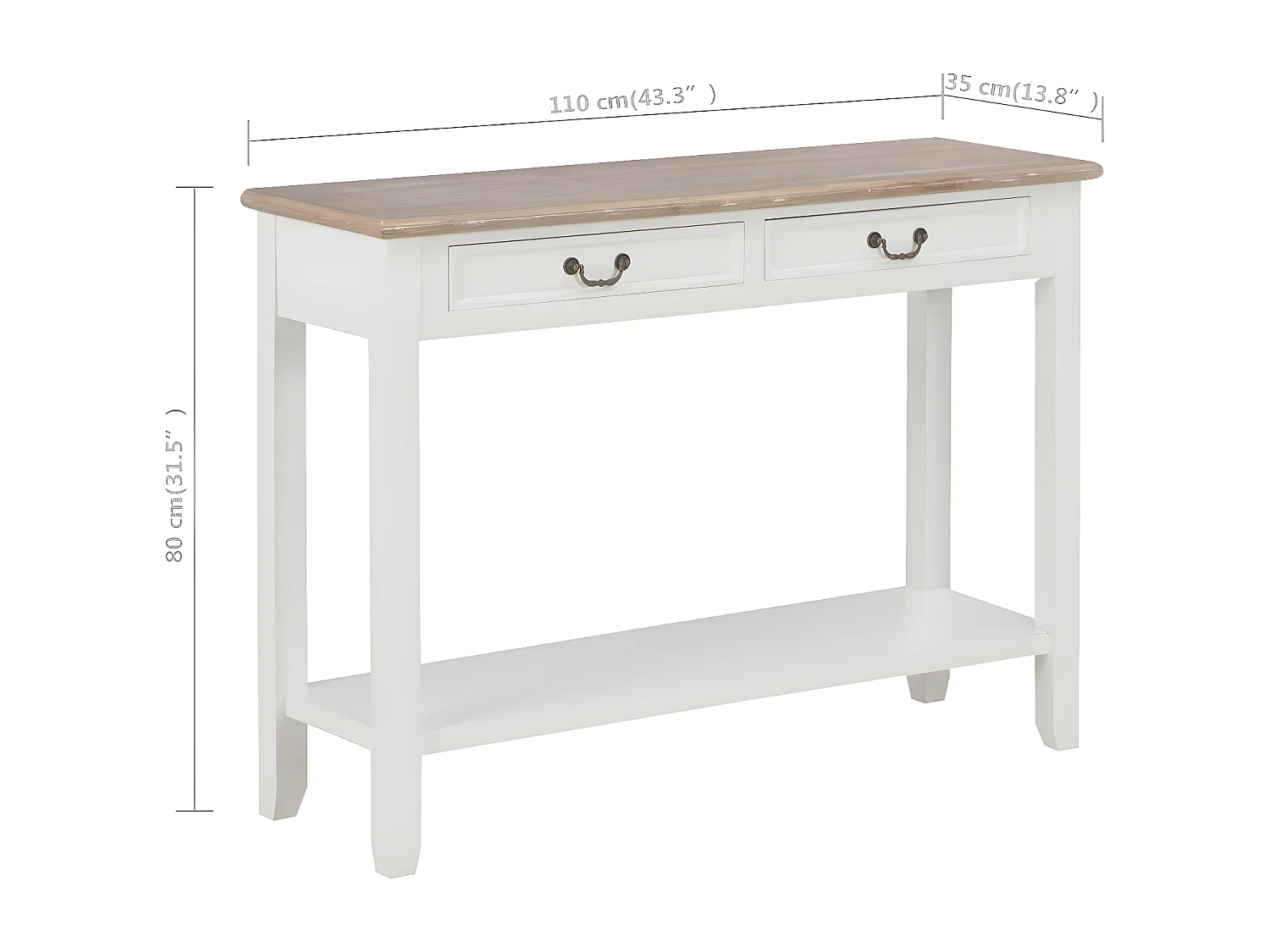 Table console Blanc 110x35x80 cm Bois