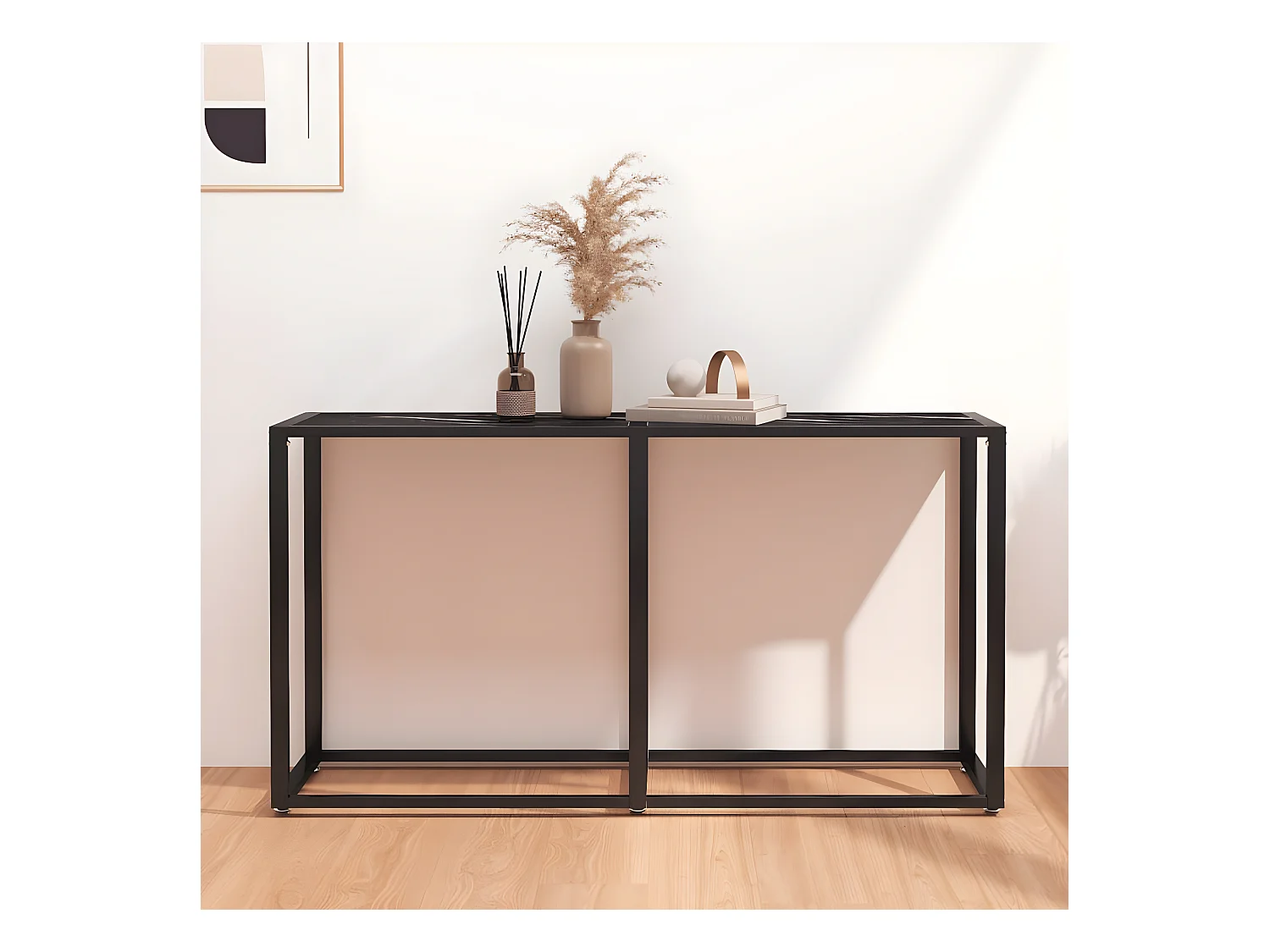 Table console Marbre noir 140x35x75,5 cm Verre trempé