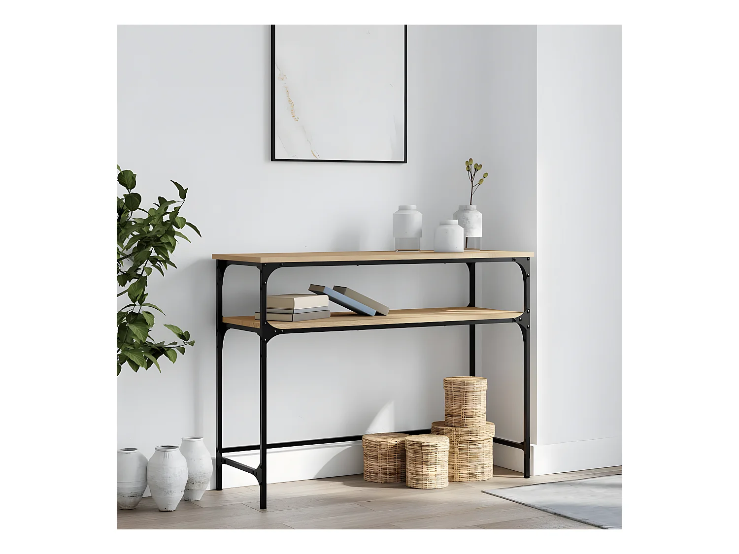 Table console chêne sonoma 100x35,5x75 cm bois d'ingénierie