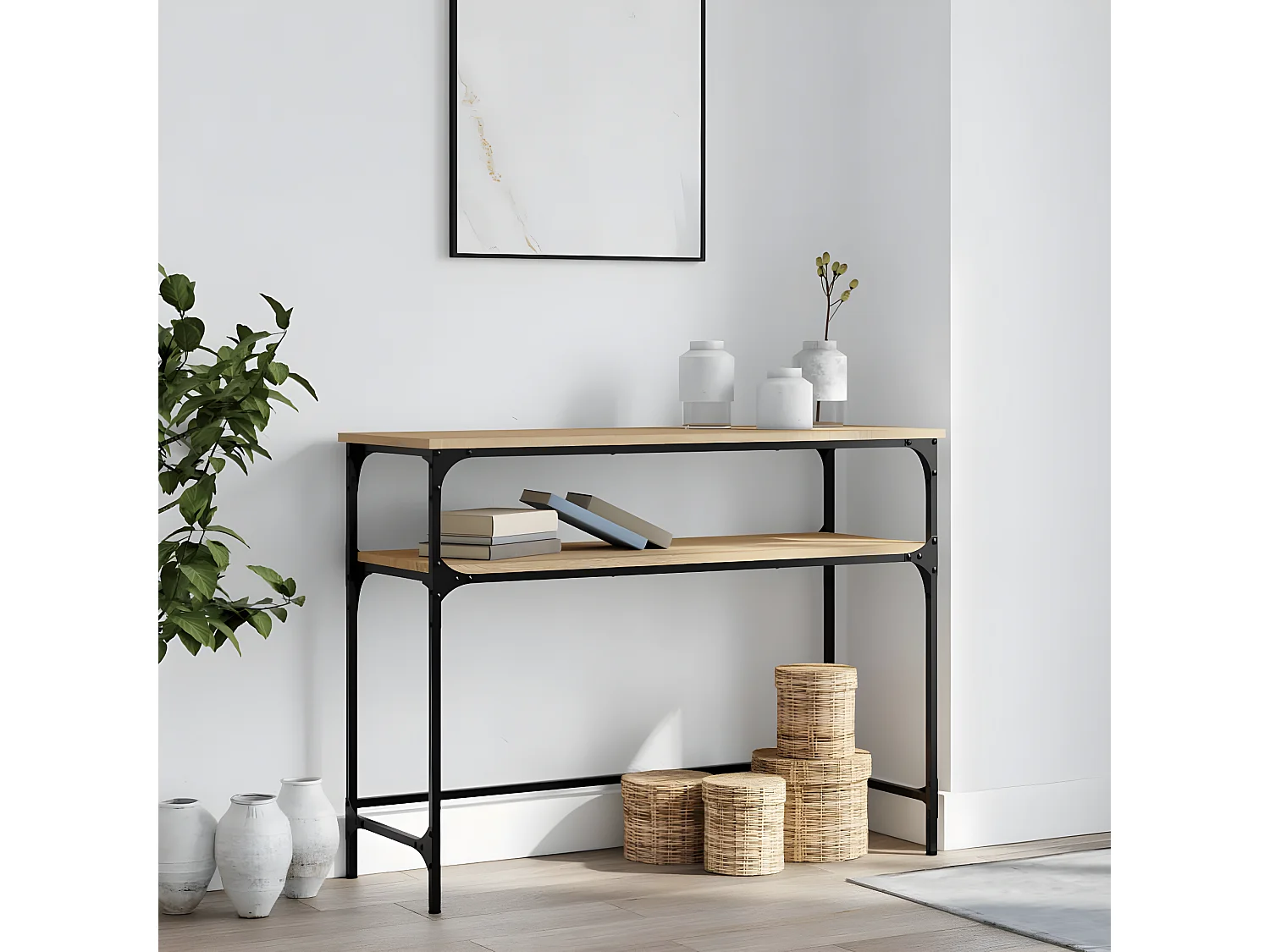 Table console chêne sonoma 100x35,5x75 cm bois d'ingénierie