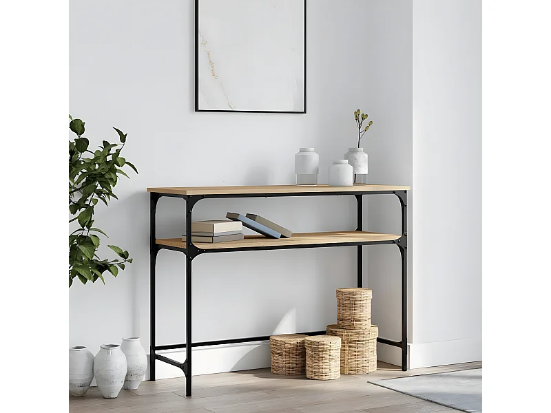 Table console chêne sonoma 100x35,5x75 cm bois d'ingénierie
