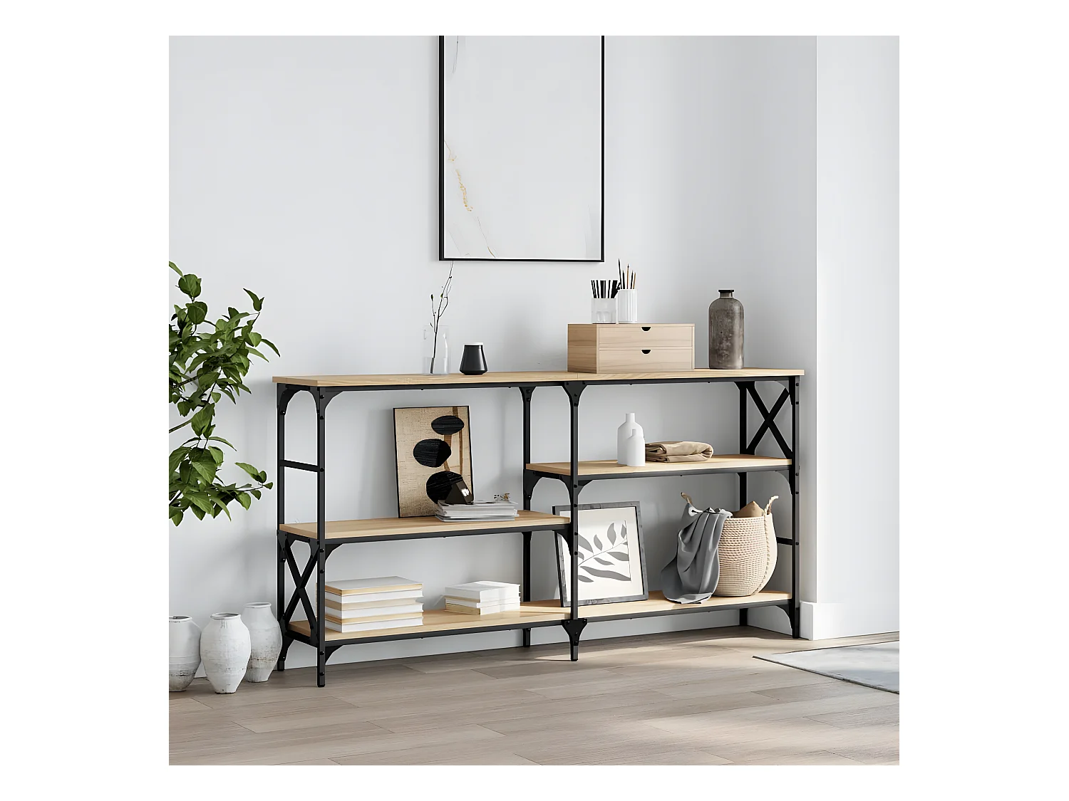 Table console chêne sonoma 150x29x76,5 cm bois d'ingénierie