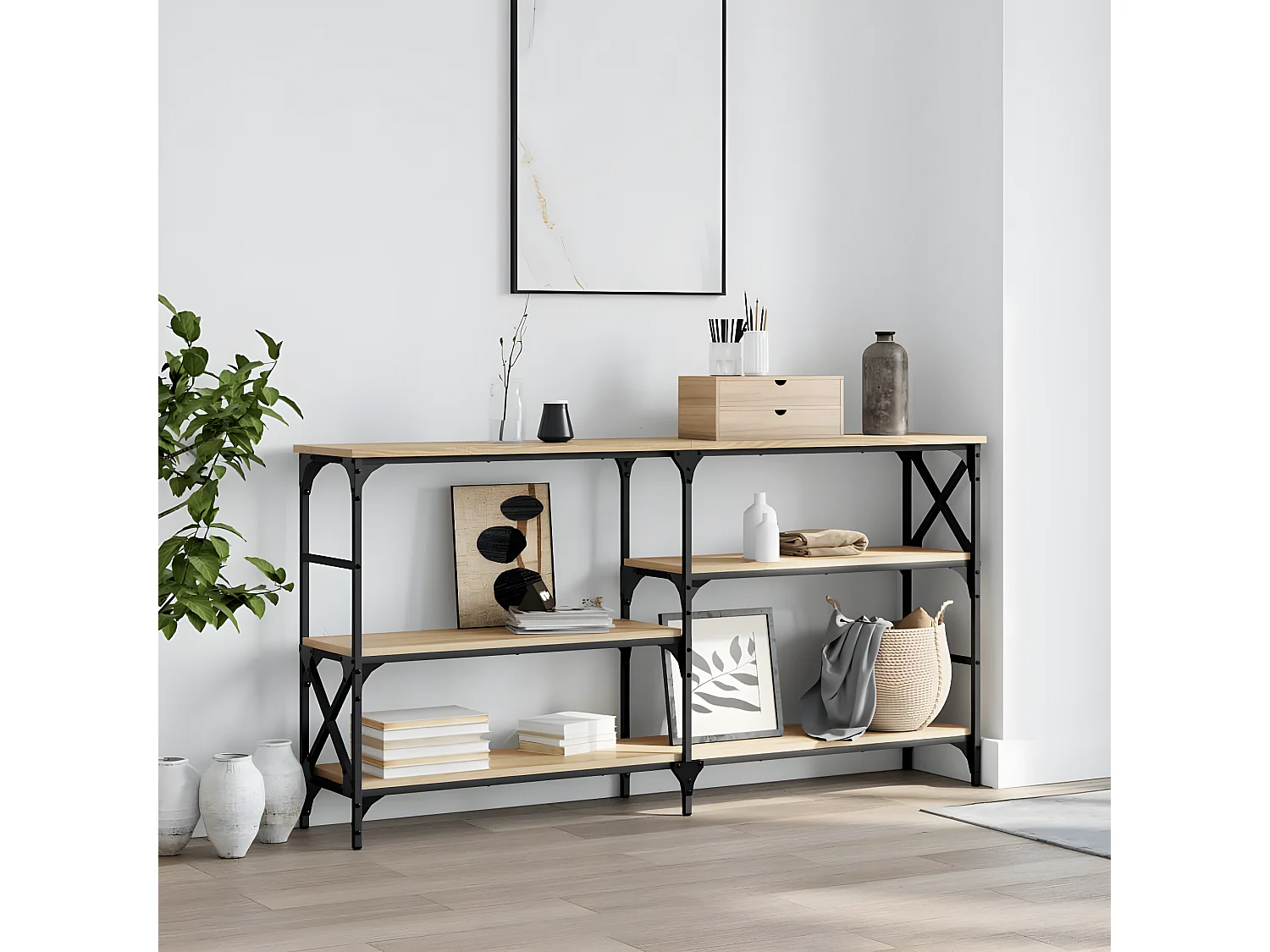 Table console chêne sonoma 150x29x76,5 cm bois d'ingénierie