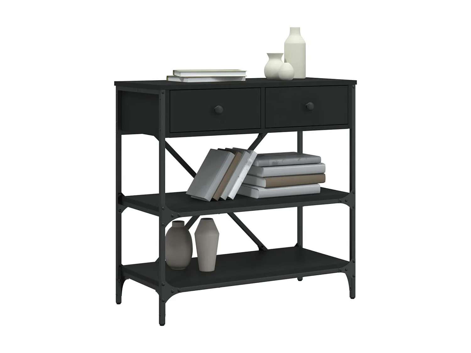 Table console noir 75x34,5x75 cm bois d'ingénierie