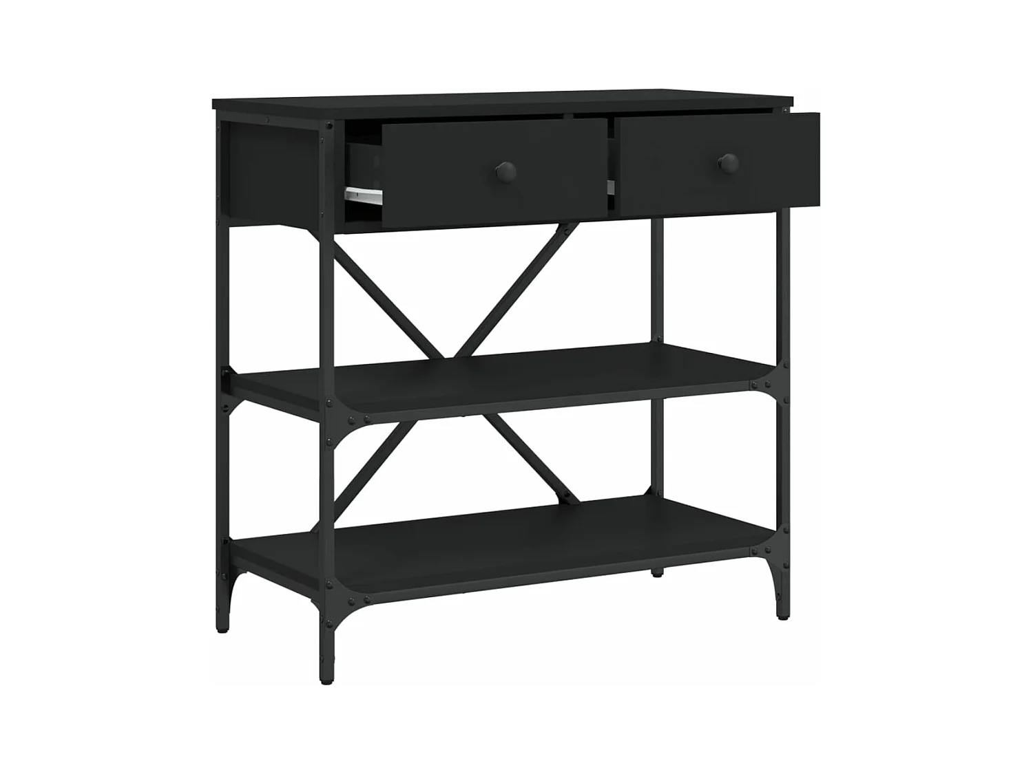 Table console noir 75x34,5x75 cm bois d'ingénierie