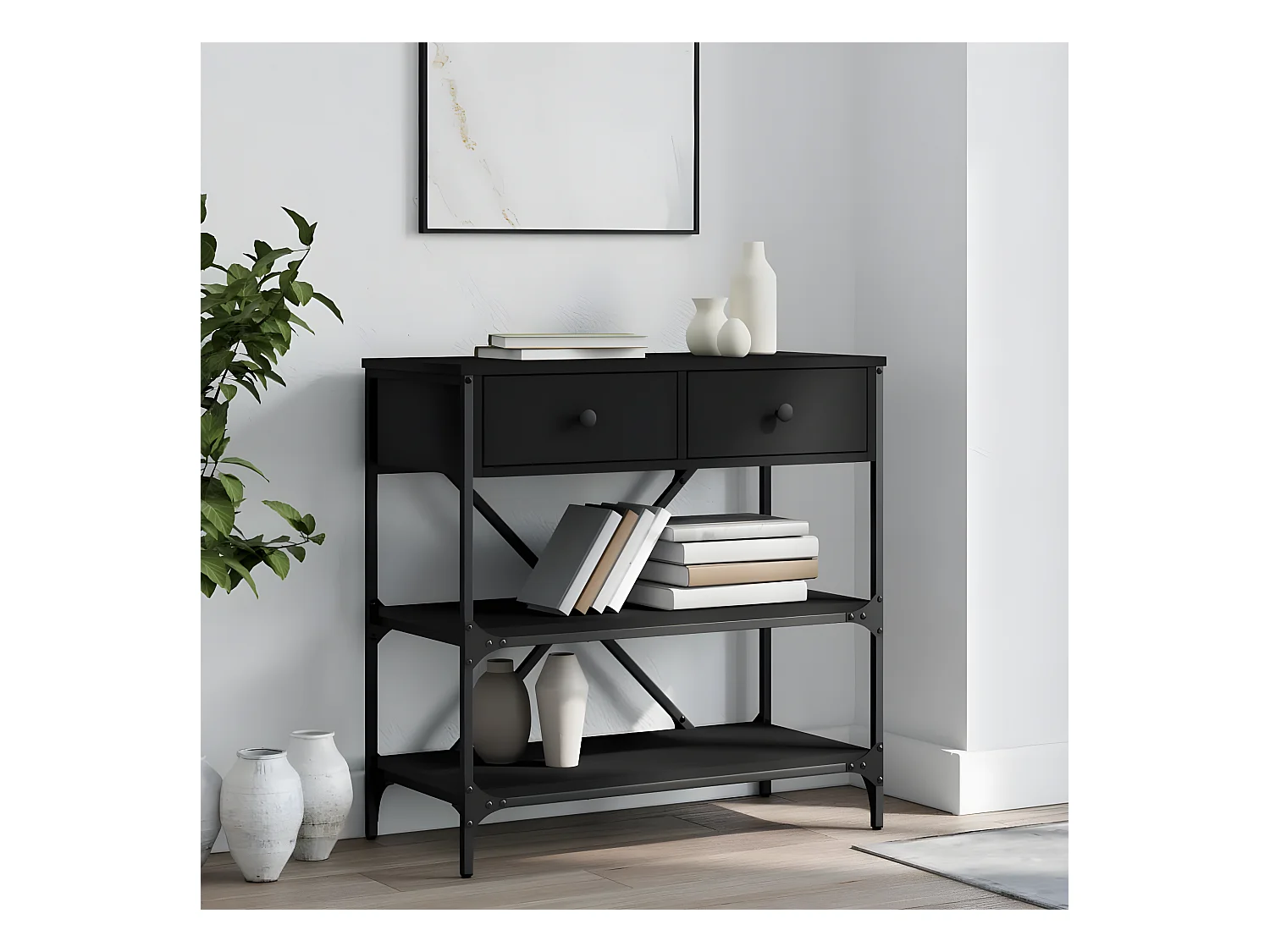 Mesa consola 75x34,5x75 cm derivados de madeira preto