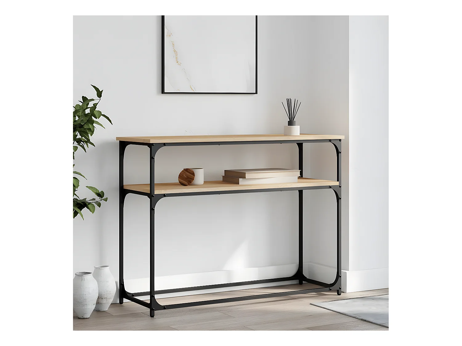 Mesa consola 100x35,5x75cm derivados de madeira carvalho sonoma