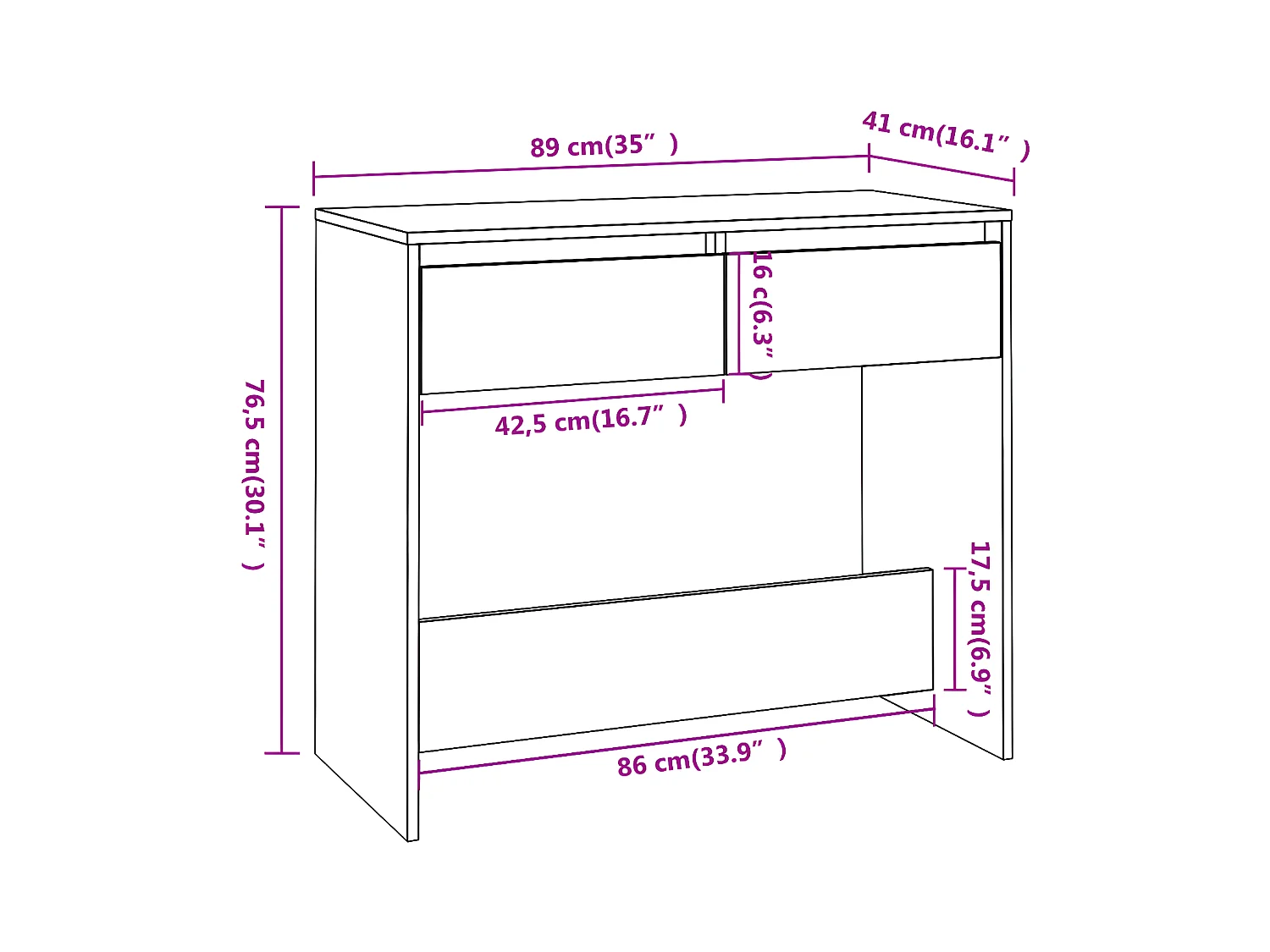 Wandtafel 89x41x76,5 cm staal zwart