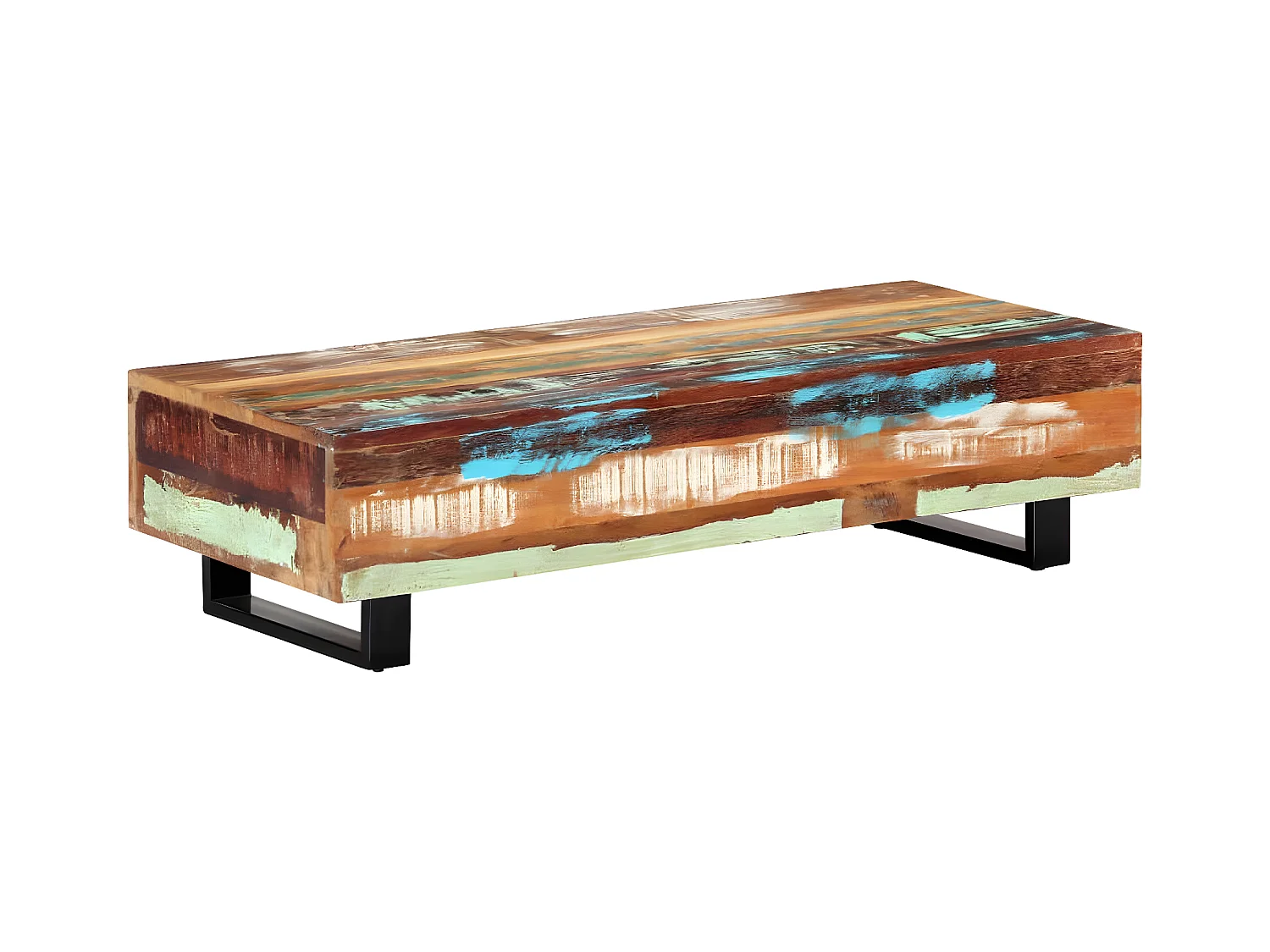 Table basse 120x50x30 cm Bois de récupération solide et acier
