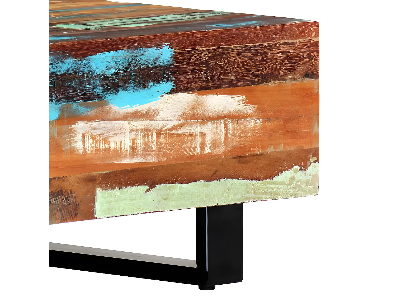 Mesa de centro 120x50x30 cm madeira recuperada maciça e aço