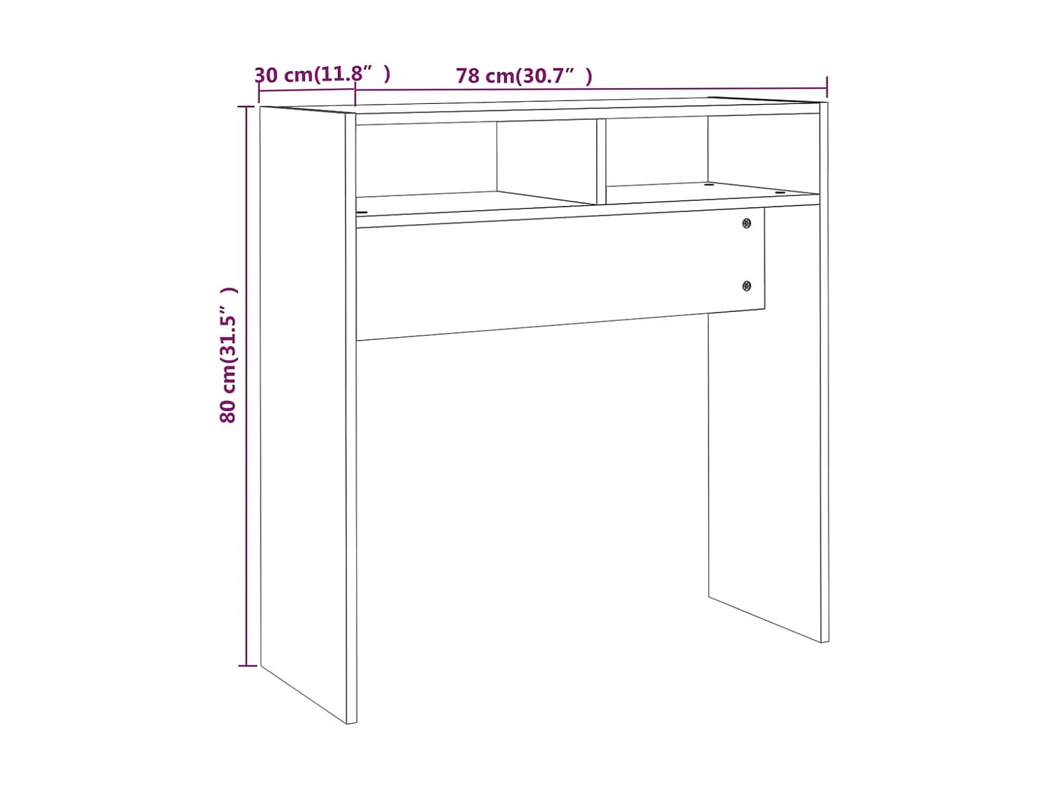 Mesa consola madera contrachapada roble ahumado 78x30x80 cm