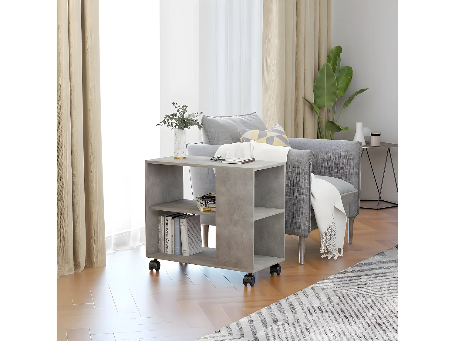 Table d'appoint Gris béton 70x35x55 cm Bois d'ingénierie