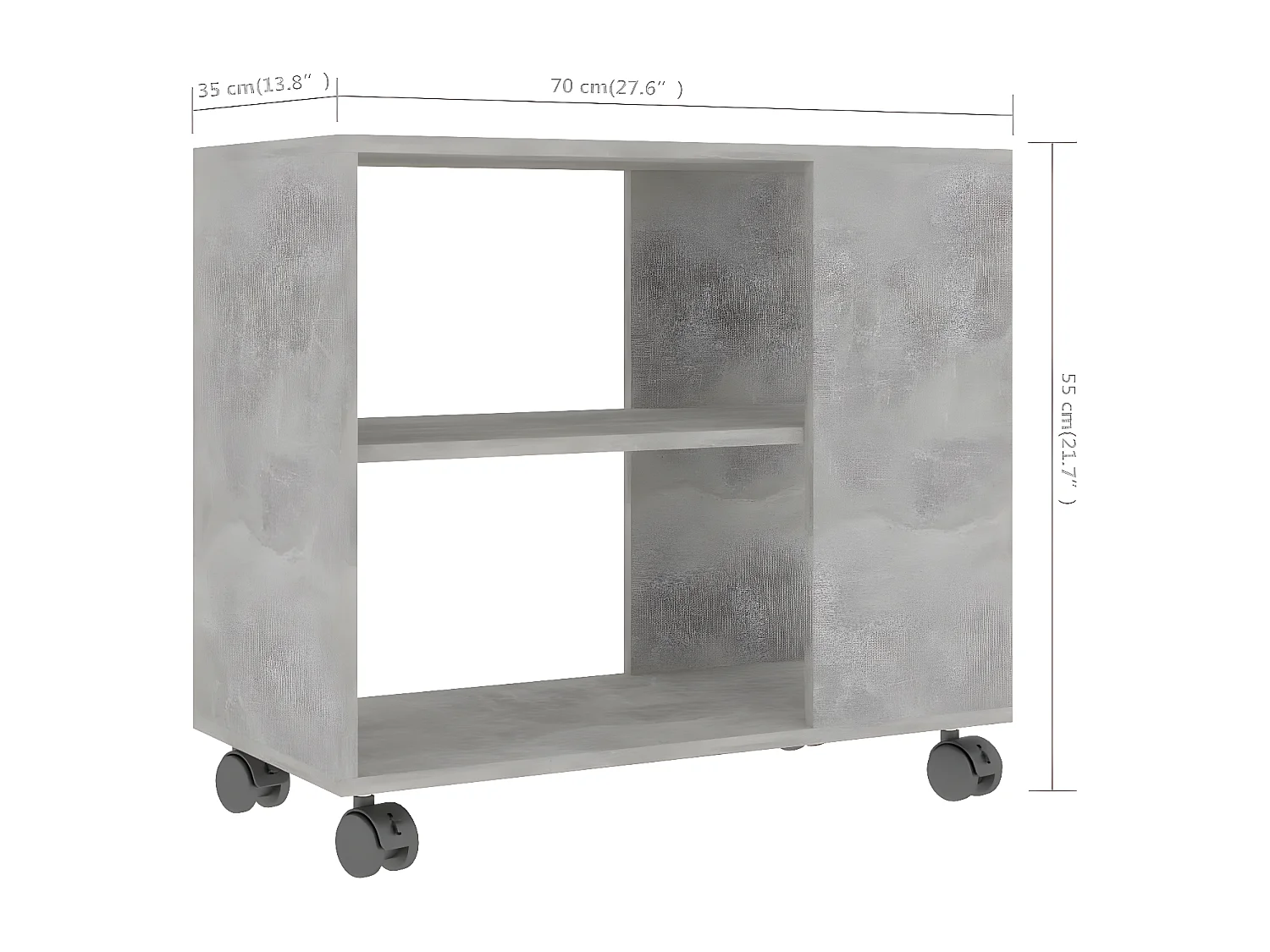 Bijzettafel 70x35x55 cm bewerkt hout betongrijs