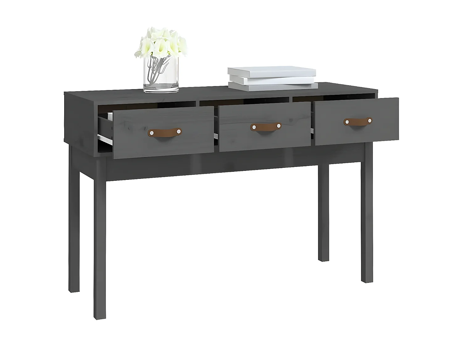 Table console Gris 114x40x75 cm Bois massif de pin